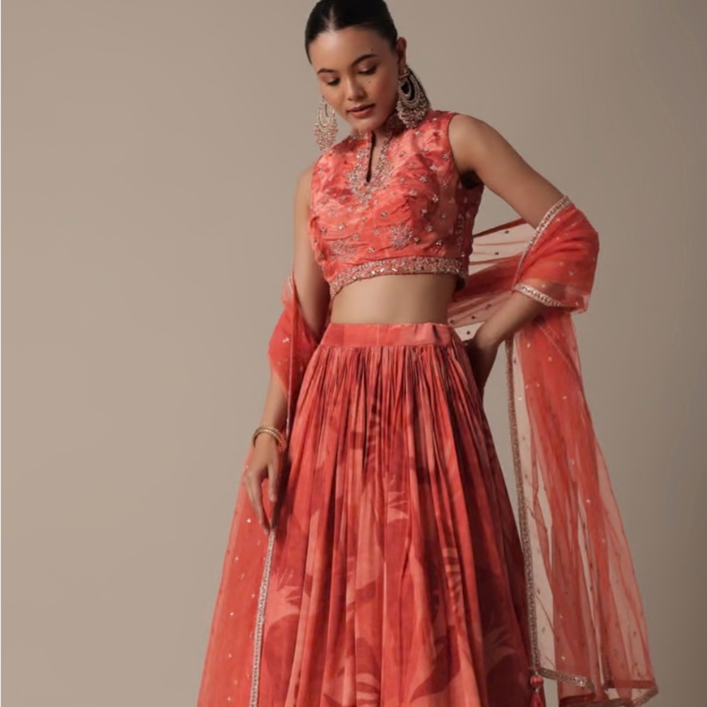 Kalki Elegant Orange Lehenga Set